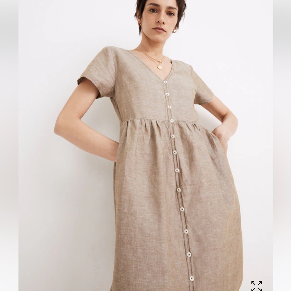Madewell Linen-Blend Alexandra Button-Front Mini Dress xxs